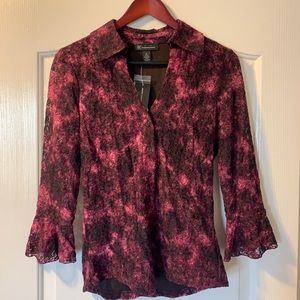 New Medium INC Front Button down Lacey Blouse.